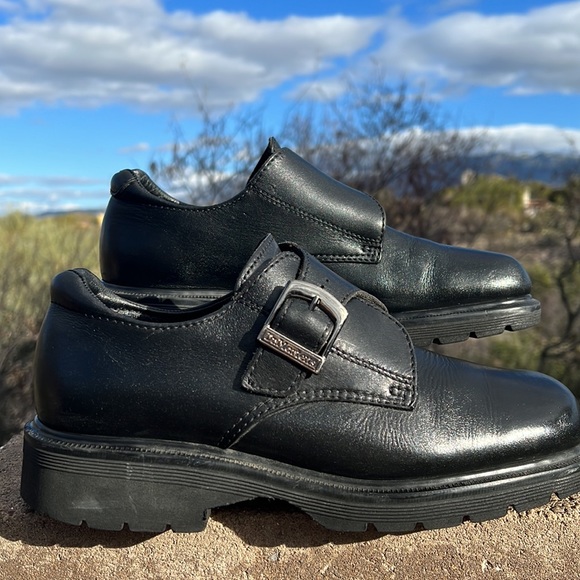 🏴 Dr. Martens MIE Mono Black Monk Strap Vintage Loafers UK 7 - Picture 17 of 17